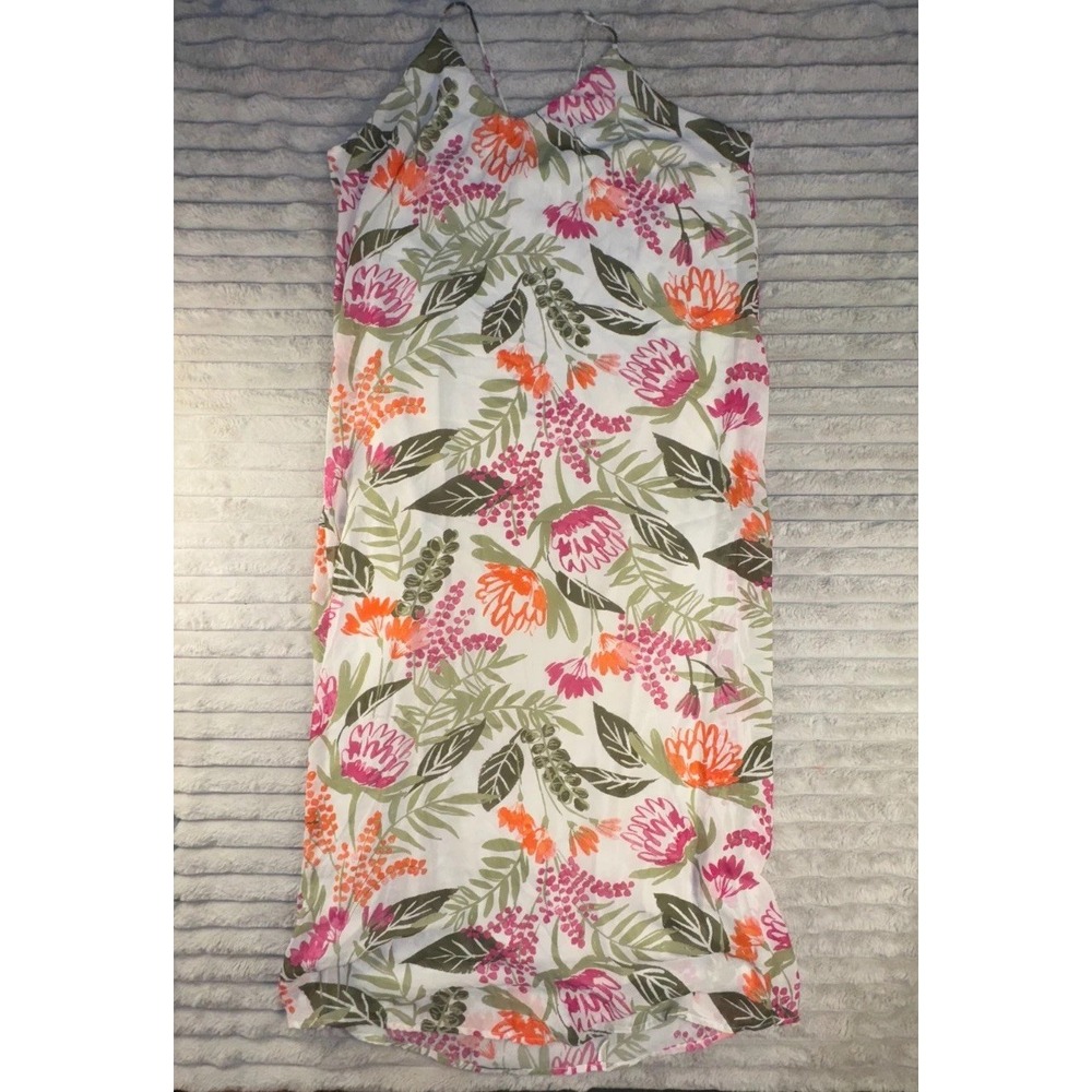 Old Navy Dress Womens 2XL Maxi White Floral Vacay Resort Wear Spaghetti‎ Strap - Picture 2 of 13